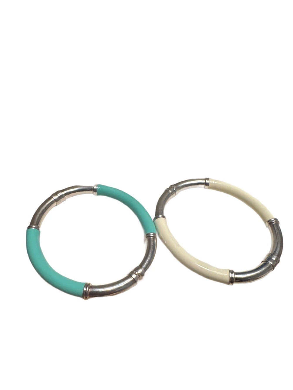 Pair Milor Silver and Enamel Bangle Bracelets